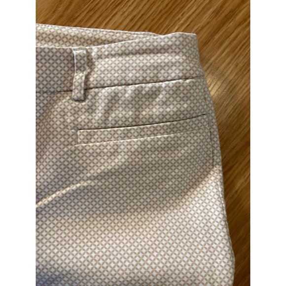 Dalia Ankle Pants Womens Beige Geometric Pattern Size 8 Cotton Spandex Pockets - Picture 4 of 8